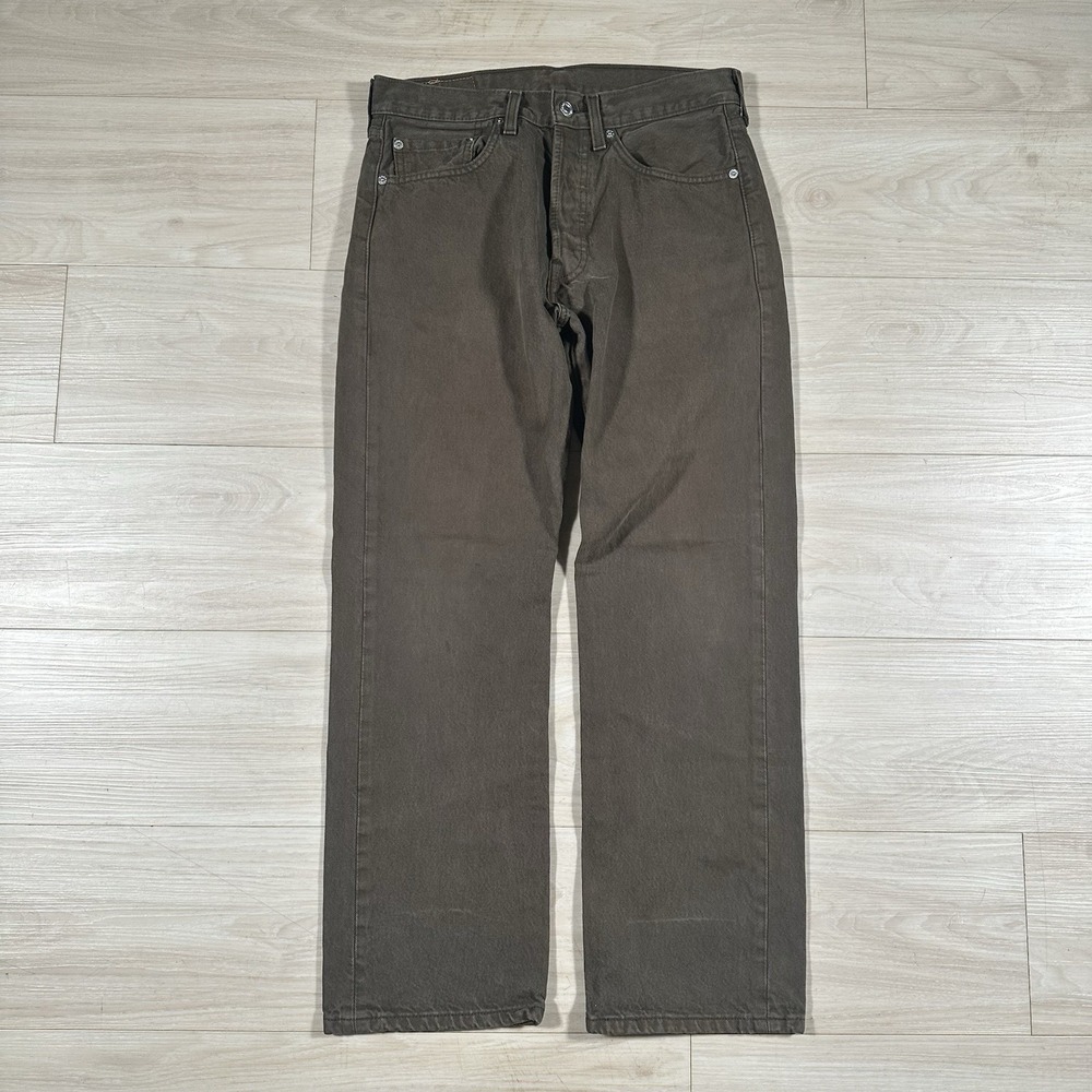 Vintage Levi's 501 Jeans Y2K Green 31x30 Button Fly Straight Leg Mens Denim